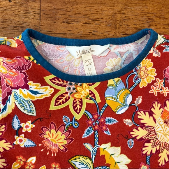 Beautiful Matilda Jane Rust yellow blue floral balloon sleeve size 6 - Picture 2 of 5